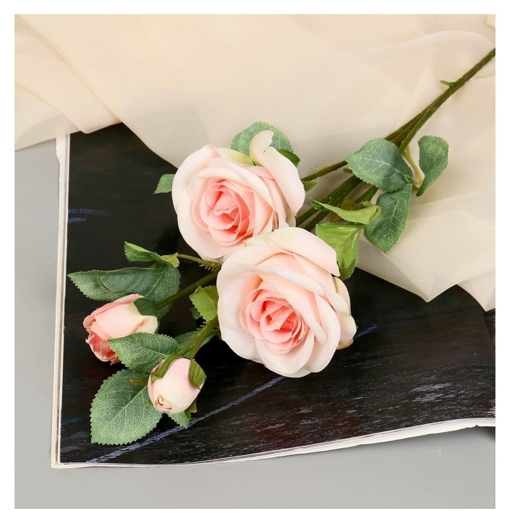 Цветы искусственные Роза кустовая 67 см, бледно-розовый