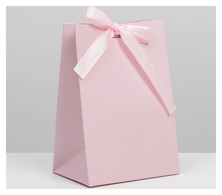Пакет подарочный с лентой «Розовый», 13 × 19 × 9 см
