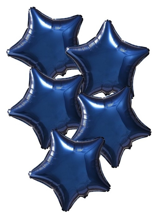Шар фольгированный 19, звезда, набор 5 шт., цвет синий