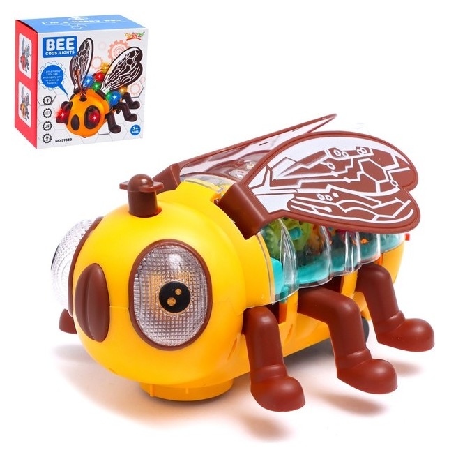 Музыкальные игрушки  Белорис Пчела «Шестерёнки», свет и звук, работает от батареек, цвет жёлтый
