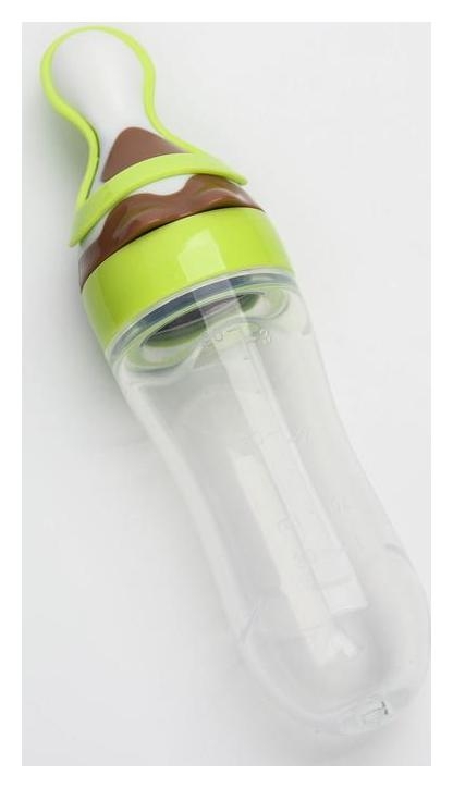 Бутылочки для кормления  Белорис Бутылочка для кормления, силиконовая, с ложкой, от 5 мес., 90 мл, цвет зеленый