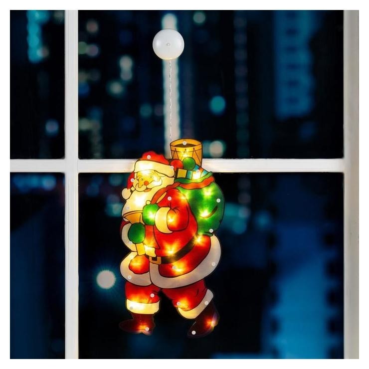 Светодиодные украшения Светодиодная фигура на присоске «Дед мороз» 22 × 44 см, пластик, батарейки ааах3 (Не в комплекте), свечение тёплое белое