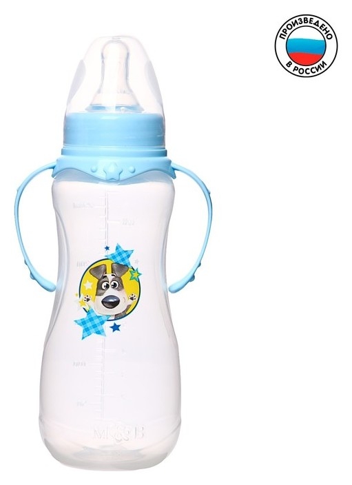 Бутылочки для кормления Бутылочка для кормления «Собачка джекки» детская приталенная, с ручками, 250 мл, от 0 мес., цвет голубой