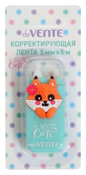 Корректирующие жидкости Корректирующая лента 5 мм х 6 м, Devente 100% Cute. Fox фронт аппликатор, в блистере