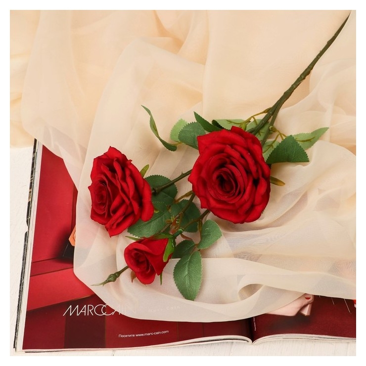Цветы искусственные Роза шарм 8х58 см, красный