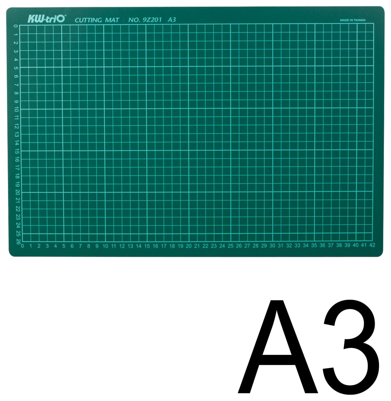  Коврик-подкладка настольный для резки А3 (450х300 мм), сантиметровая шкала, зеленый, 3 мм, Kw-trio
