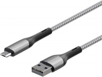 Дата-кабели  Эльдорадо Кабель InterStep MicroUSB/USB2.0 1,2м, Silver (IS-DC-MCUSBNYSL-120B210)