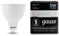 Светодиодные лампы Gauss MR16 5W 530lm 4100K GU5.3, диммируемые, 10 шт (101505205-D)