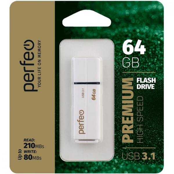 USB-флешка PERFEO C15 High Speed 64GB White (PF-C15W064HS)