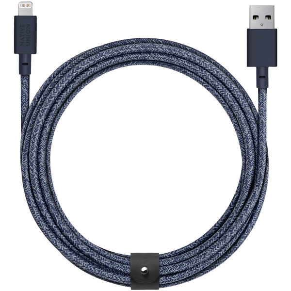 Дата-кабели  Эльдорадо Кабель для iPod, iPhone, iPad NATIVE-UNION USB/Lightning, 3 м Indigo (BELT-KV-L-IND-3)