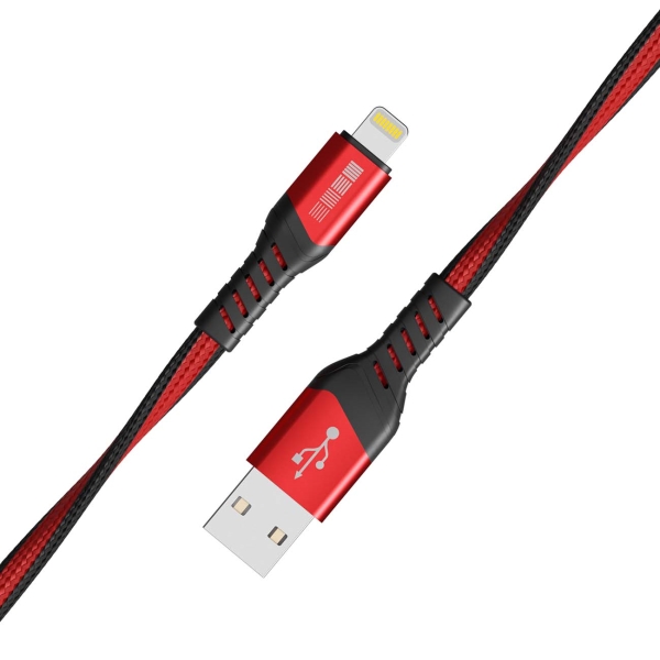 Дата-кабели Кабель для iPod, iPhone, iPad InterStep USB/Lightning, плоский, 60 см Red/Black (IS-DC-IPHUSBNRD-050B210)
