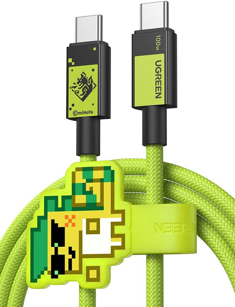 Кабель UGREEN x Genshin Impact USB-C - USB-C, 100Вт, 1 м зеленый
