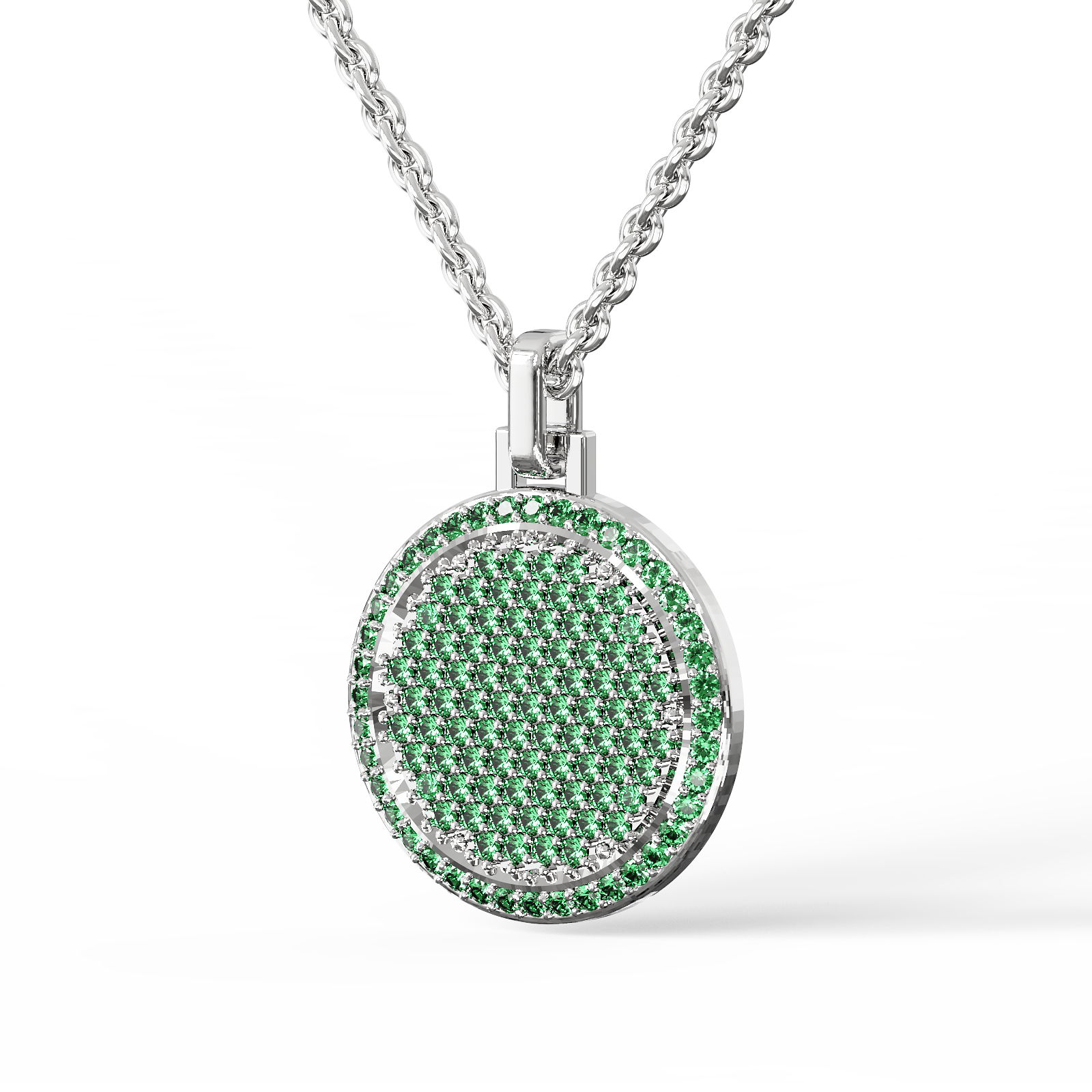 Колье Medallion Circle With Green Zircons - Silver