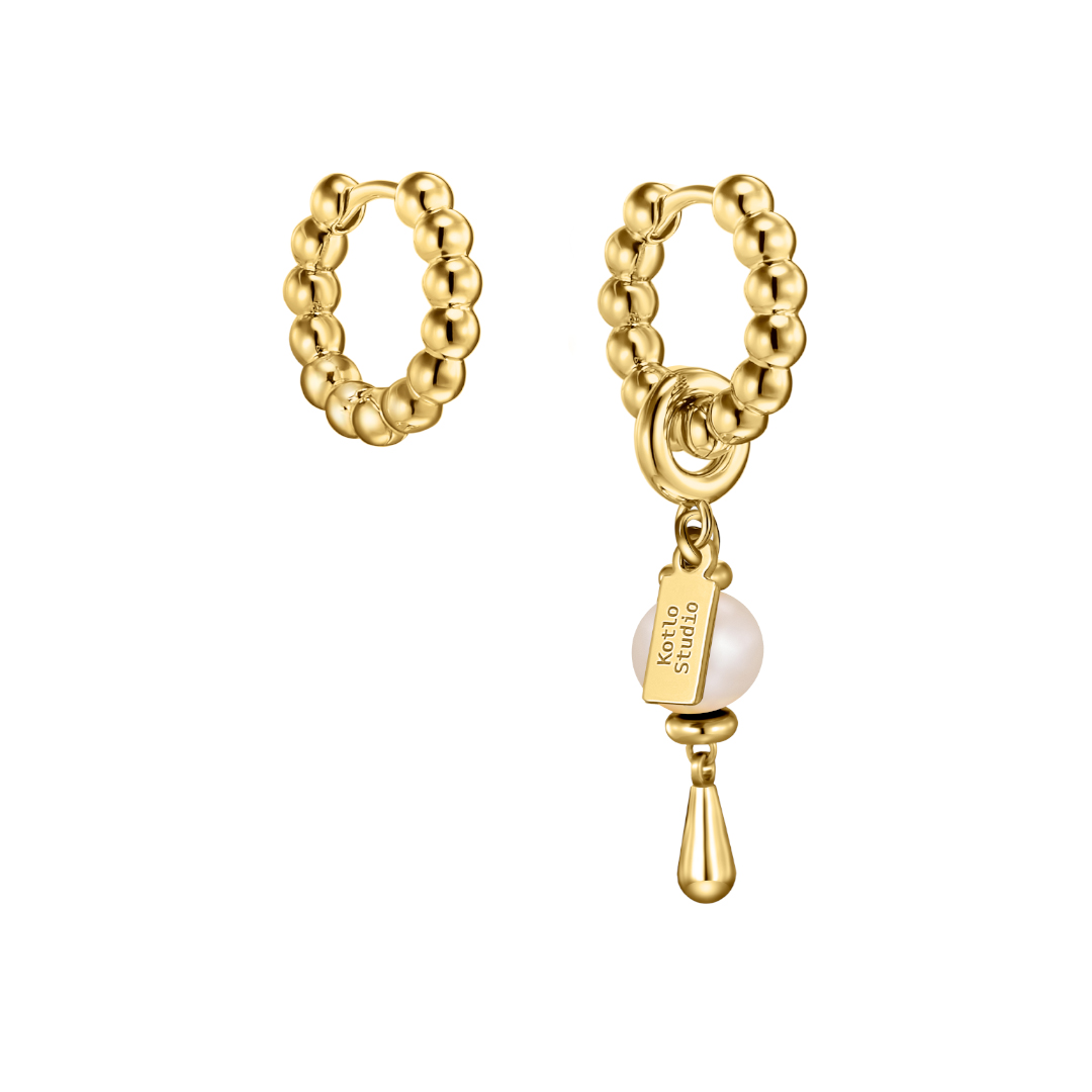  Серьги Pearl Drop Gold-White Earrings
