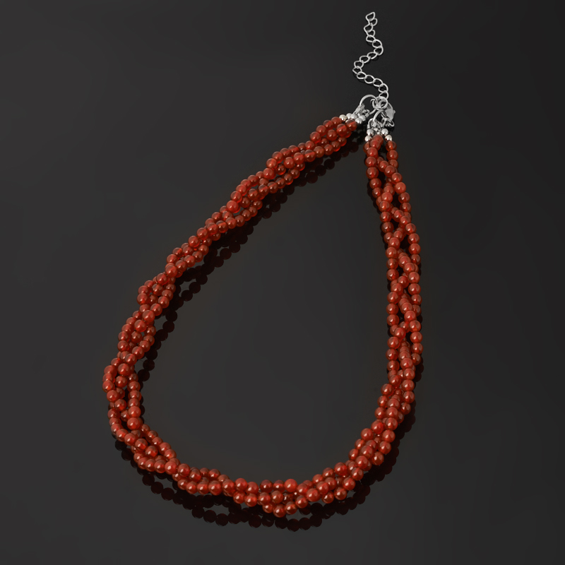 Бусы сердолик  (биж. сплав, сталь хир.) 4 мм 44 см (+7 см)