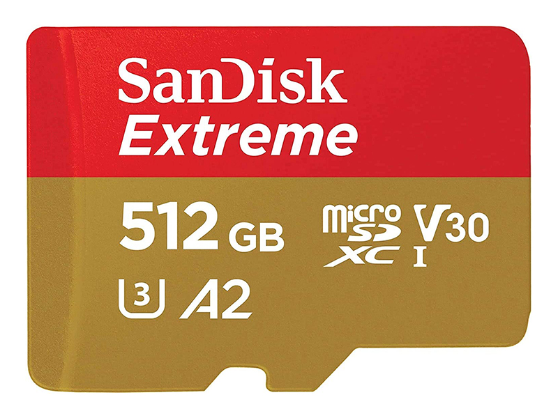 Карта памяти 512Gb - SanDisk Extreme Micro Secure Digital XC Class 10 UHS-I A2 C10 V30 U3 SDSQXAV-512G-GN6MN