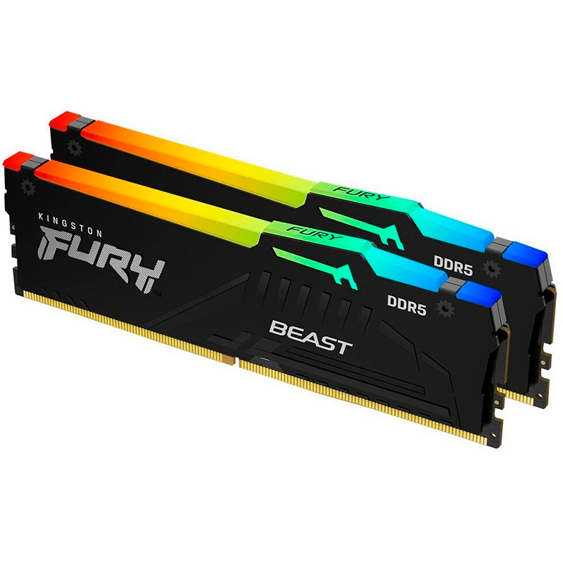 Модуль памяти Kingston Fury Beast Black EXPO RGB DDR5 DIMM 5600MHz PC-44800 CL36 - 64Gb (2х32Gb) KF556C36BBEAK2-64