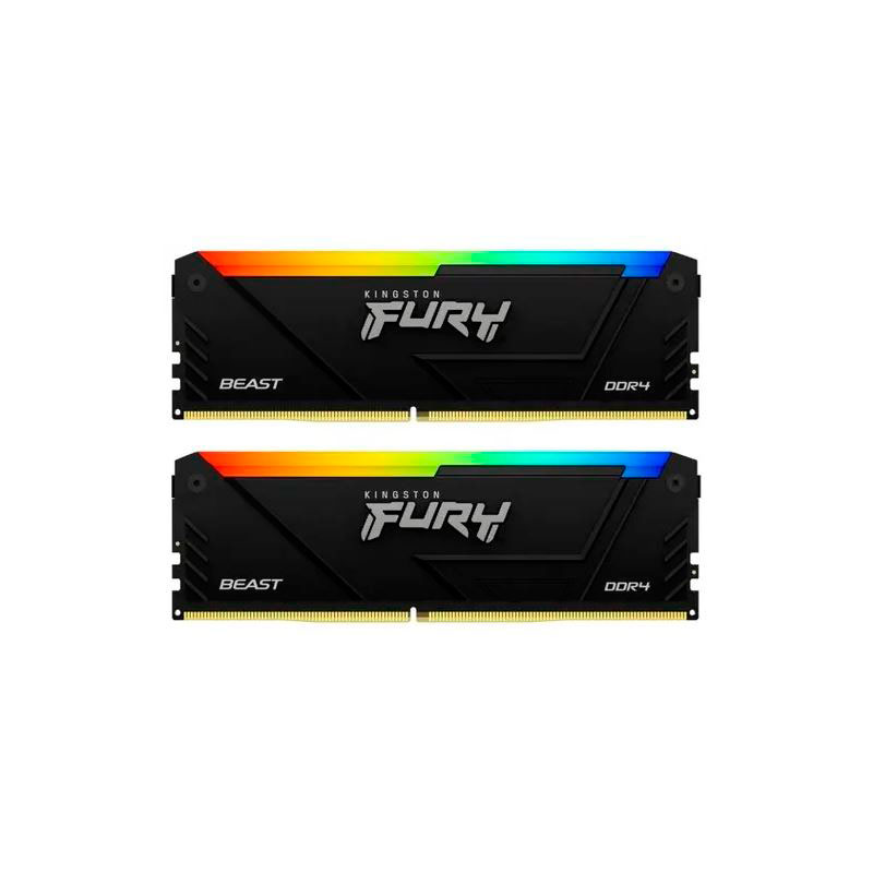 Модуль памяти Kingston Fury Beast Black RGB DDR4 DIMM 3200Mhz PC25600 CL32 - 64Gb (2x32Gb) KF432C16BB2AK2/64