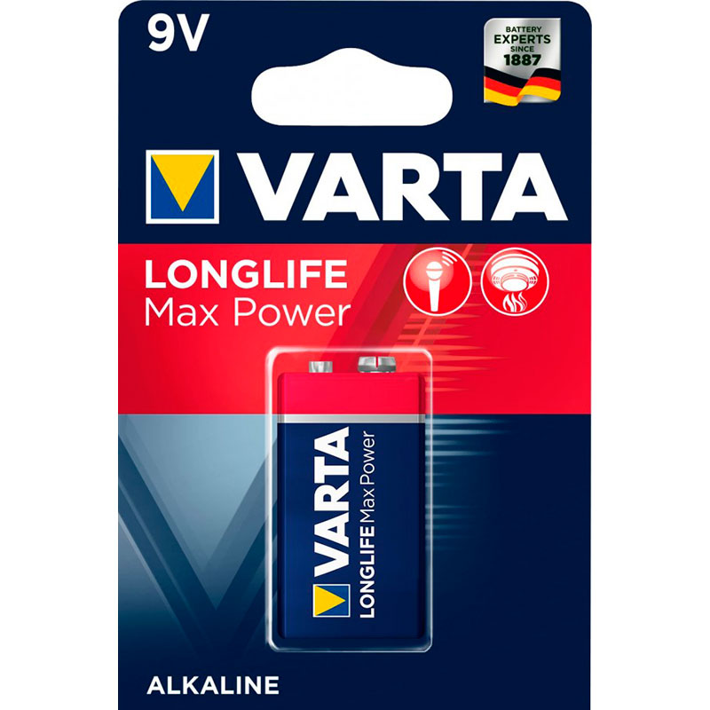 Батарейка Крона - Varta Longlife Max Power 6LR61 Alkaline 9V (1 штука) 4722101401