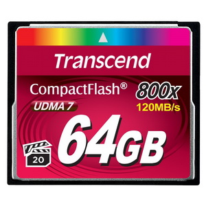 Карта памяти 64Gb - Transcend 800x Ultra Speed - Compact Flash TS64GCF800