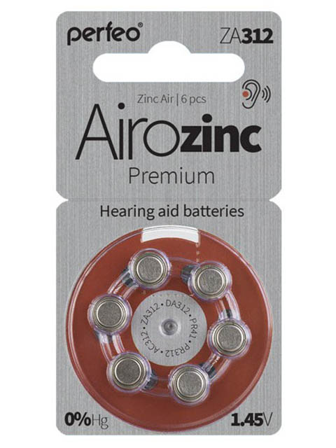  Батарейки Perfeo ZA312/6BL Airozinc Premium (6 штук)