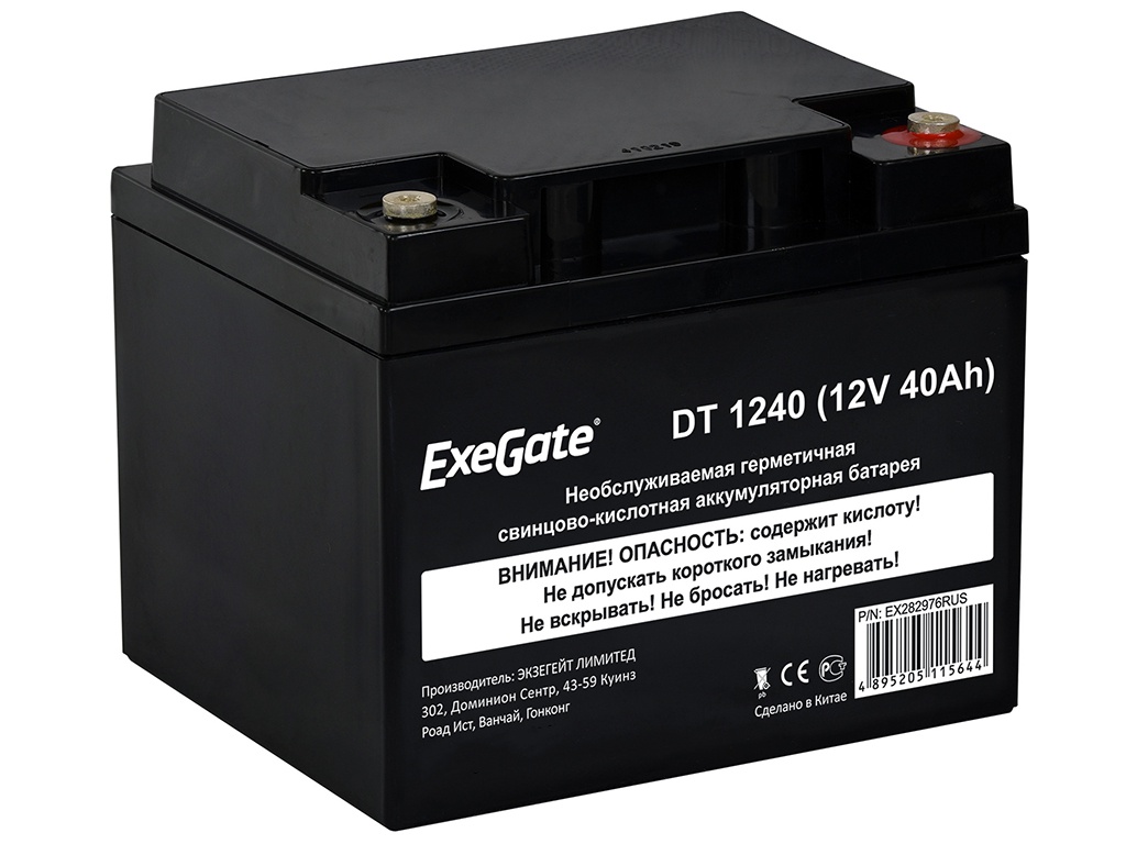   Pleer Аккумулятор для ИБП ExeGate DT 1240 12V 40Ah клеммы под болт M5 EX282976RUS