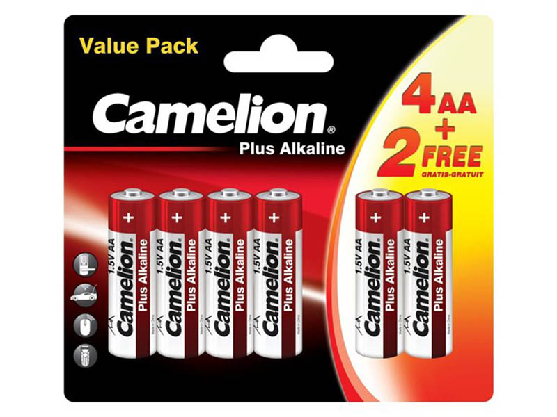 Батарейка AA - Camelion LR6 Plus Alkaline 4+2LR6-BP (4+2 штуки)