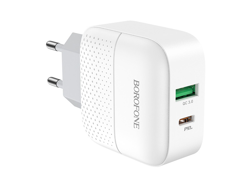 Зарядное устройство Borofone BA46A 2xUSB 3.0A QC3.0 White 6931474727343