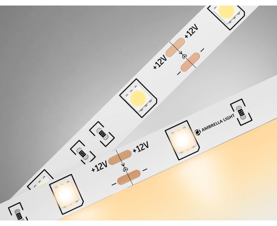 Светодиодная лента 5050 30Led, 7.2W m, 12V IP20 3000K 5m Ambrella Light GS