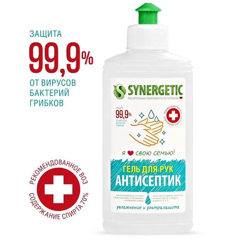 Антисептик для рук SYNERGETIC, 250мл гель