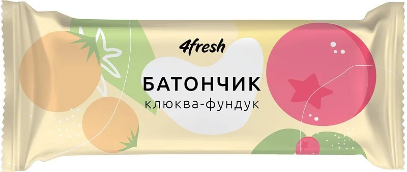  Батончик фруктово-ореховый «Клюква-Фундук» 4fresh FOOD, 35 г