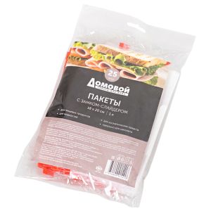 Пакет для хранения и заморозки продуктов с застежкой Домовой, 1 л, 18х20 см, 25 шт
