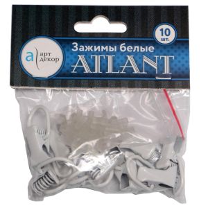 Фурнитура для карнизов Зажимы для шинного карниза Atlant, 10 шт, металл, белый