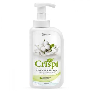 средство для мытья посуды, овощей и фруктов CRISPI с ценными маслами белого хлопка, пенка, 550мл