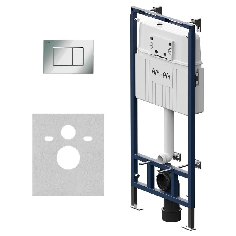 Инсталляции для унитазов  Топ Сантехника Инсталляция Am.Pm MasterFit I012710.0251 для подвесного унитаза, с клавишей ProC S механическая, хром глянцевый