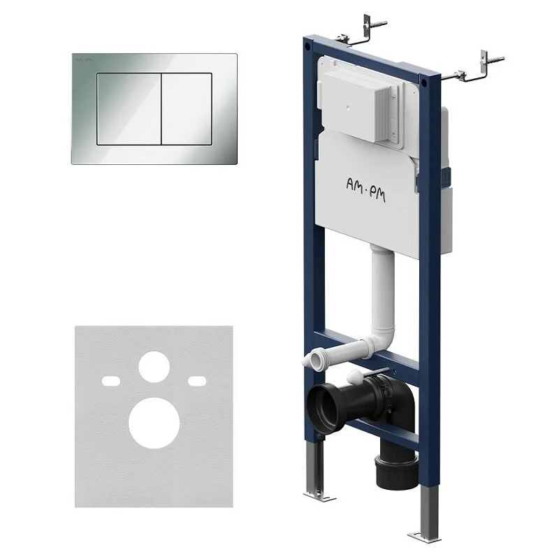   Топ Сантехника Инсталляция Am.Pm PrimeFit I012709.0251, для подвесного унитаза, клавиша PrimeFit S, хром глянцевый