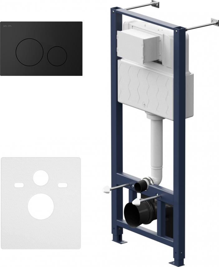 Инсталляции для унитазов  Топ Сантехника Инсталляция AM.PM Pro I012704.9038 для подвесного унитаза с черной матовой клавишей смыва