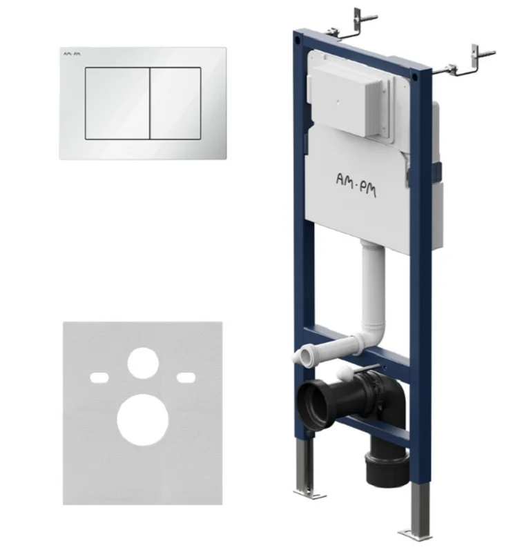   Топ Сантехника Инсталляция Am.Pm PrimeFit I012709.0201, для подвесного унитаза, клавиша PrimeFit S, белый глянцевый