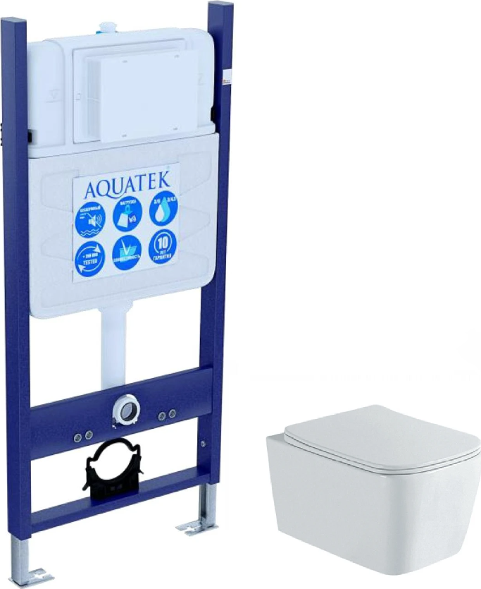 Комплект Aquatek SET AQUATEK ЛИБРА N-14 cm инсталляция INS-0000014 с подвесным унитазом ЛИБРА AQ1148N-00 с сиденьем микролифт