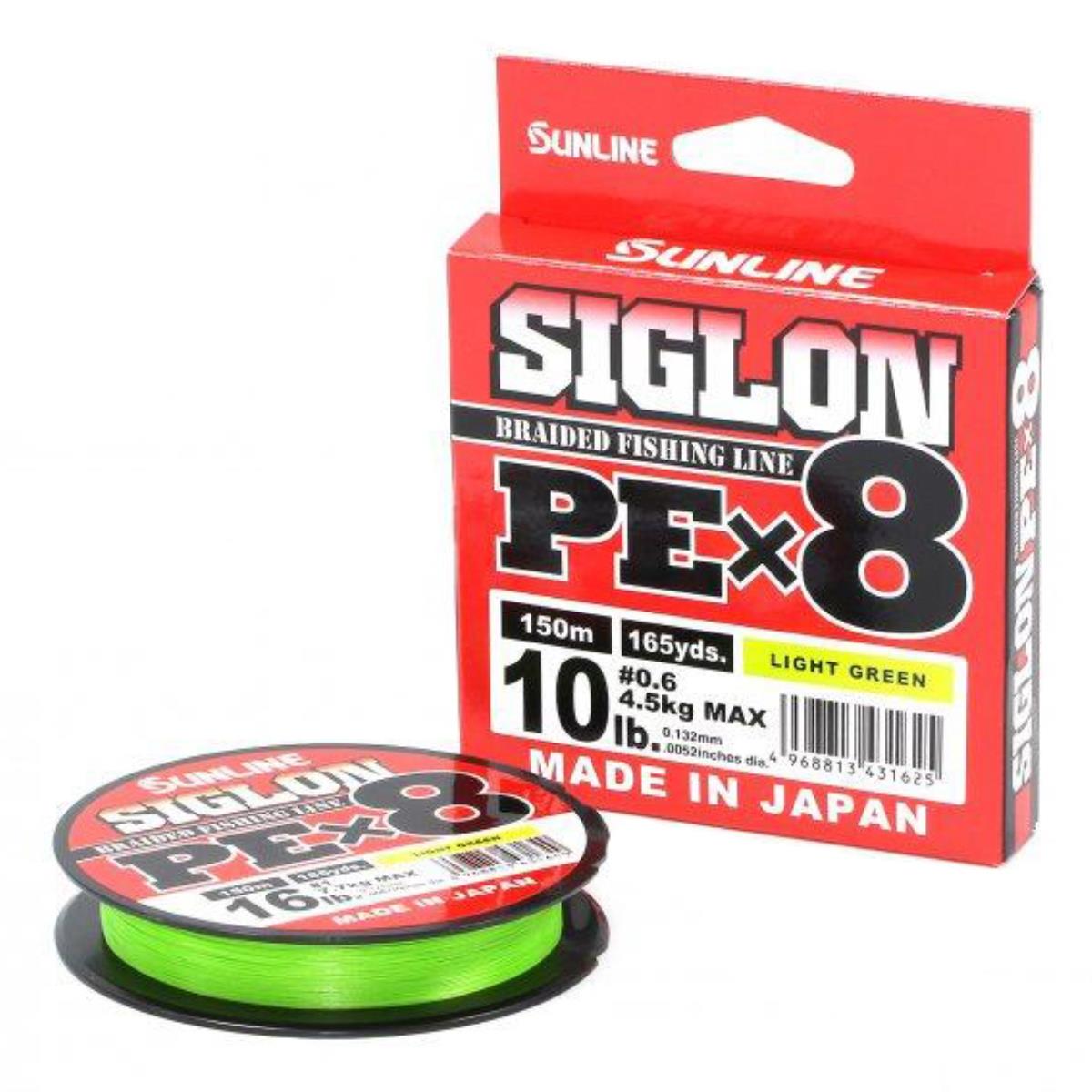 Леска Шнур SIGLON PE×8 150M (Light Green) Sunline