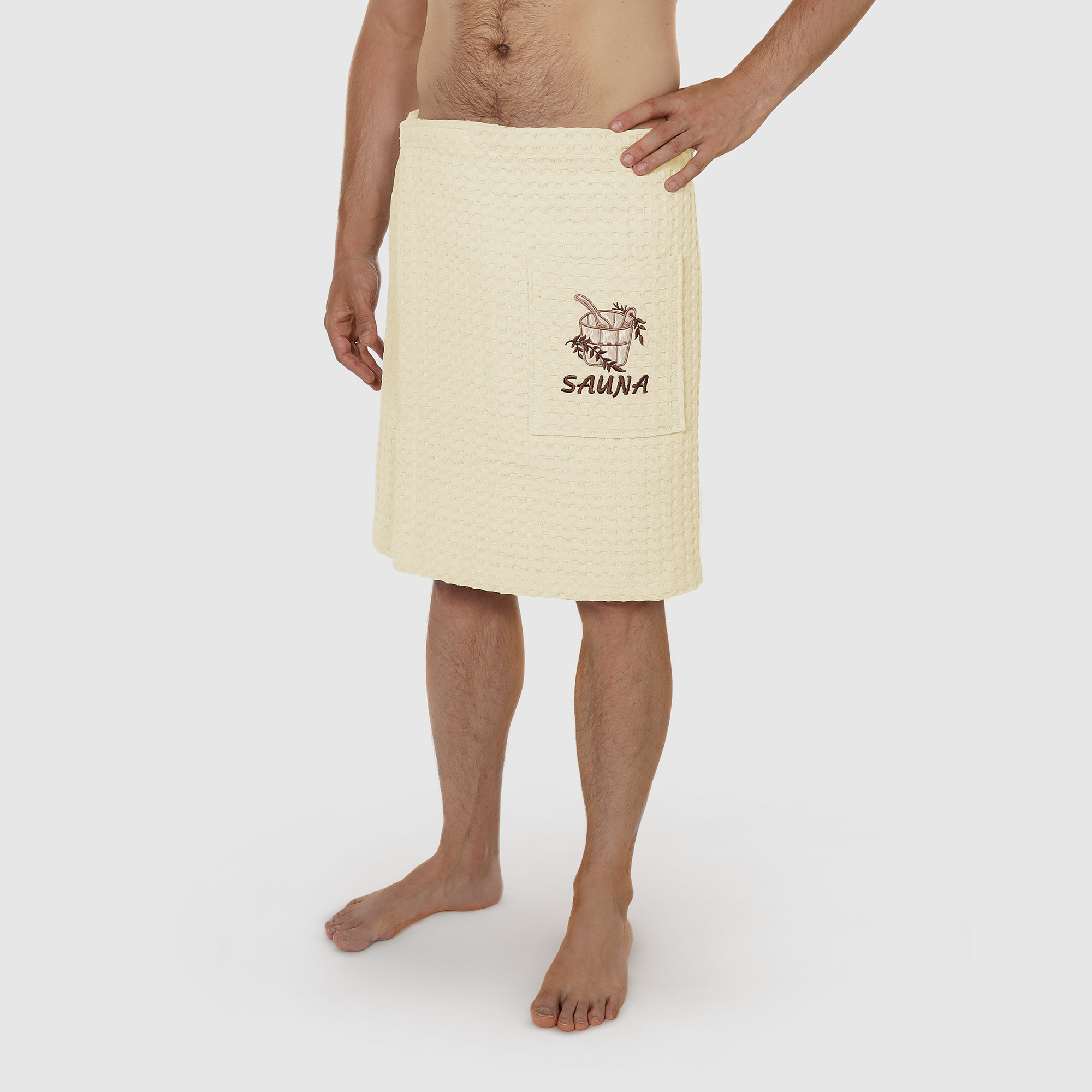 Банный текстиль  Твой дом Килт мужской вафельный Asil sauna beige 55х160 см