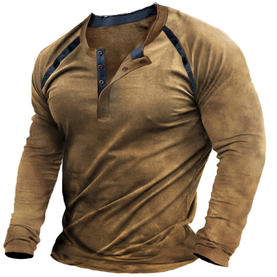 Мужская винтажная рубашка с длинным рукавом Equilibrium Henley