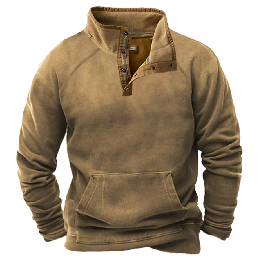 Tactical Sweatshirts & Hoodies  Cotosen Мужская винтажная повседневная толстовка с воротником-поло