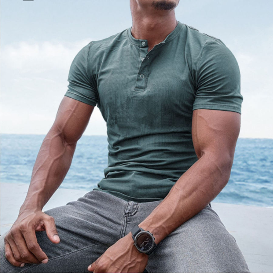 Мужская футболка Henley Stretch Slim Slim Весна/Лето