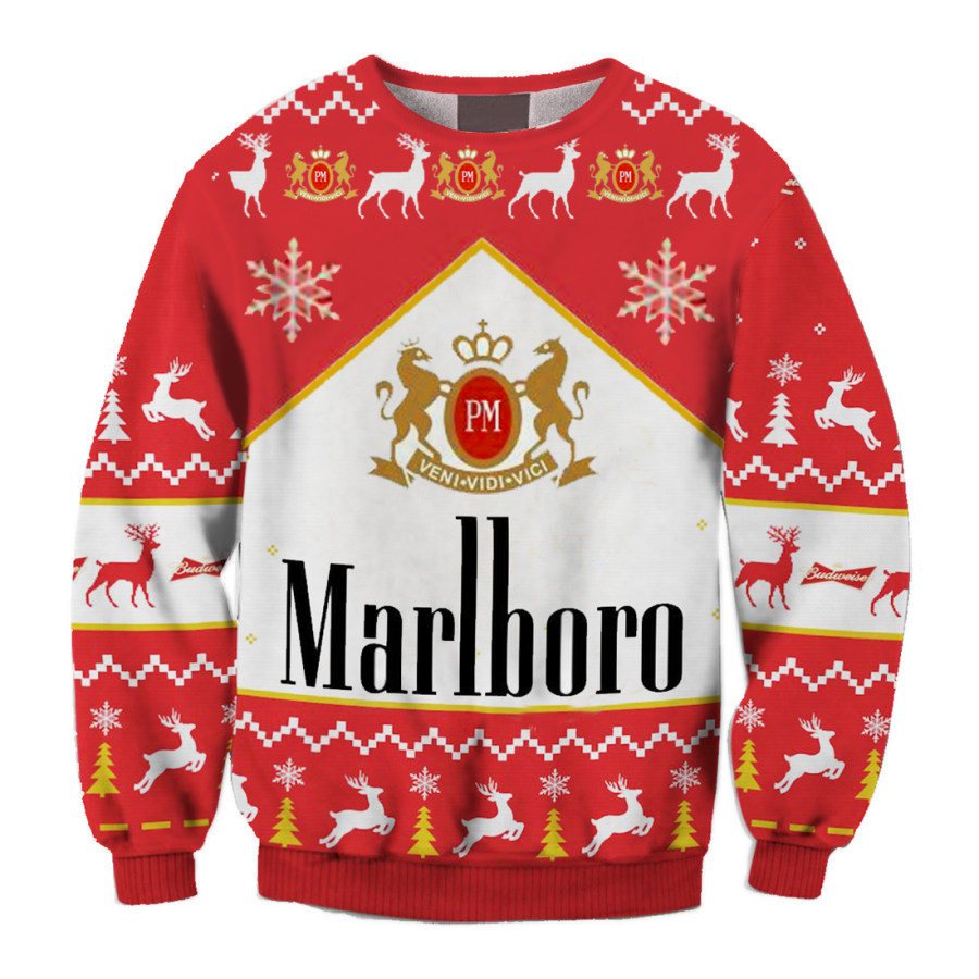  Толстовка унисекс Marlboro с принтом Fun Ugly Christmas