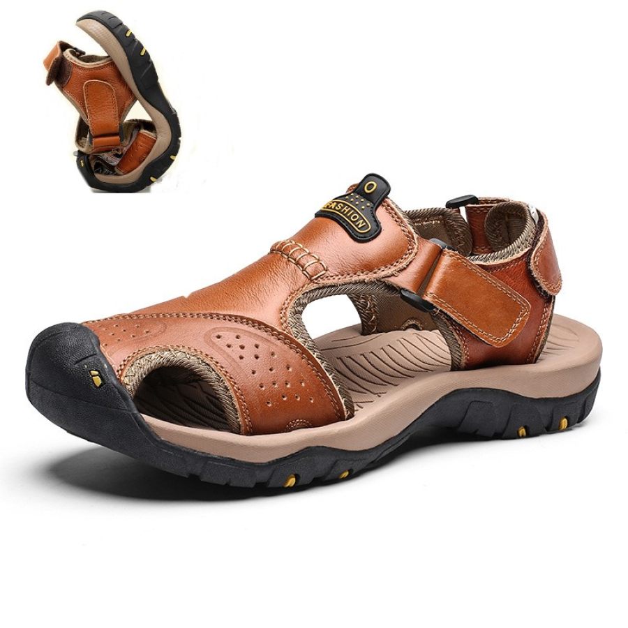 Sandals Мужские износостойкие мягкие нескользящие кожаные сандалии