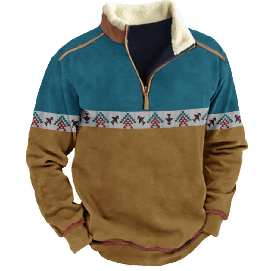 Мужская контрастная зимняя толстовка Aztec Quarter Zip Color