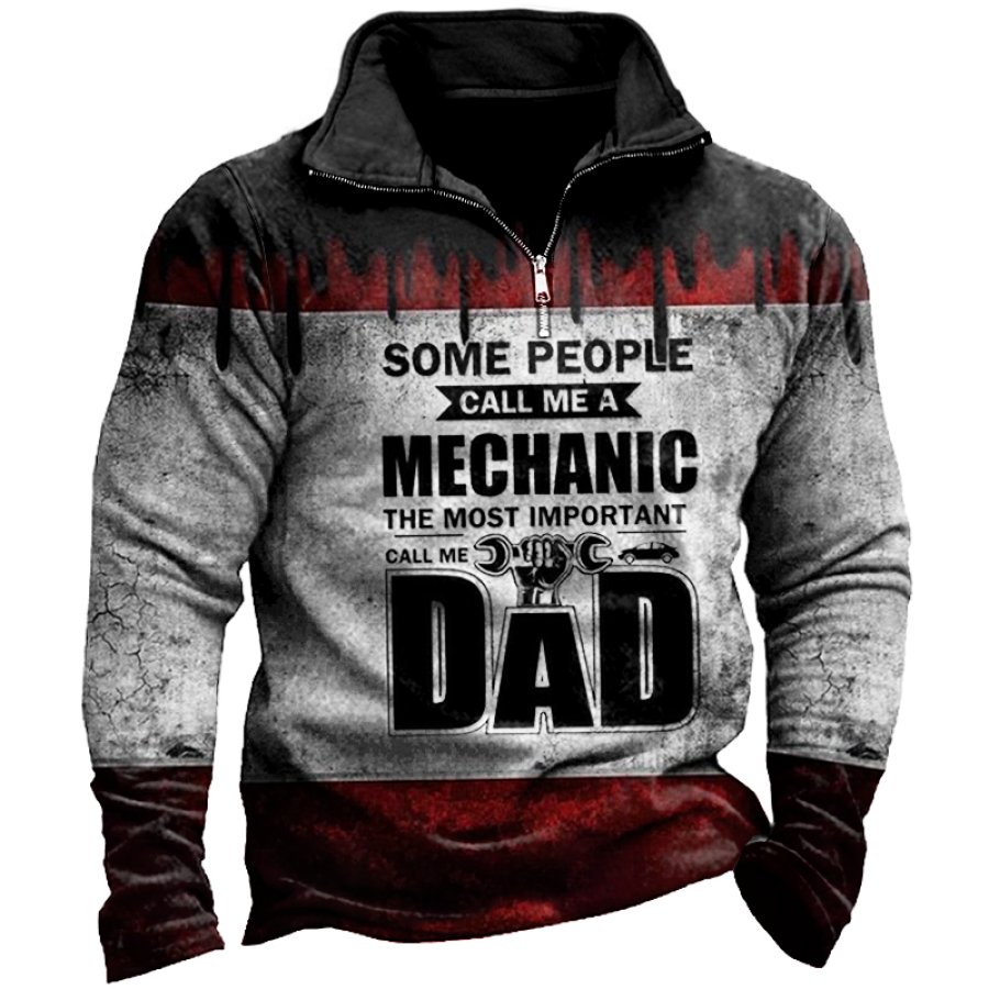 Мужская толстовка с воротником-стойкой на молнии Some People Call Me Mechanic But Important Call Me Dad