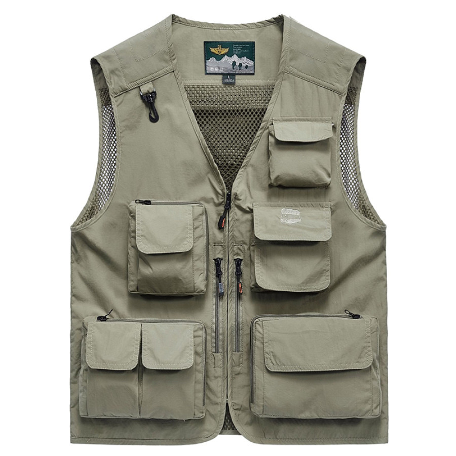 Tactical Vest  Cotosen Мужской повседневный съемный многофункциональный дорожный сетчатый быстросохнущий жилет для рыбалки