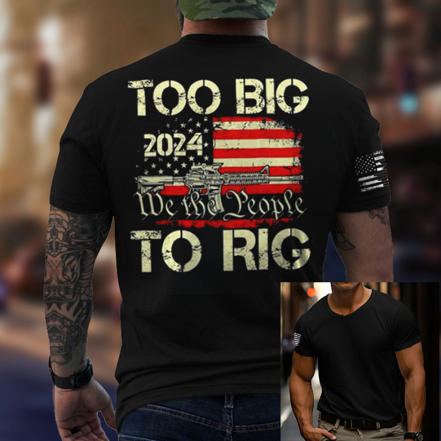 Мужская футболка с принтом флага American Election Too Big To Rig